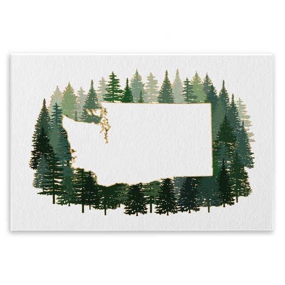 Stupell Industries Farmhouse Washington State Outline Pine Trees Green Forest Wall Plaque Art, 19 x 13, by Ziwei Li