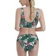 thumbnail image 3 of Haiem Tropical Leaves Women's High Waisted Bikini Set Two Piece Bathing Suits High Cut Bikini Cut Out Swimsuits Scoop Neck Swimsuit-, 3 of 8