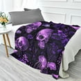 thumbnail image 4 of WOBOGO Skulls Jellyfish Purple Pattern Facecloth Blanket Fluorescent Effect in The Dark Four Seasons of Comfortable and Soft Skin Friendly Sheet 70×55in, 4 of 8