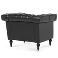 thumbnail image 5 of Chesterfield Faux Leather Single Sofa, Upholstered Button Tufted Couch Armchair with Nailhead Trim Square Arms Removable Cushions and Solid Wood Legs, for Living Room Office Apartment, 5 of 12