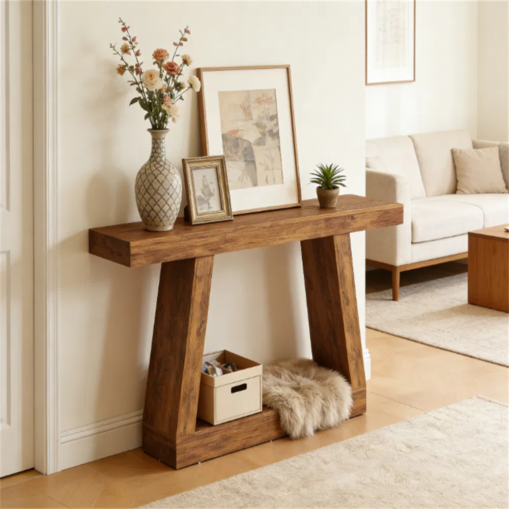 Dark Brown Console Table with Storage, Entryway Table Narrow Sofa Table for Hallway Lobby Living Room Entrance