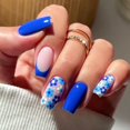 thumbnail image 1 of 24Pcs Press On Acrylic Nail Tips With Flower Design Brown Full Cover False Nails For Manicure, 1 of 10