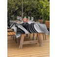 thumbnail image 3 of Outdoor Table Cloth with Umbrella Hole and Zipper, Abstract Waves Waterproof Rectangle Tablecloth 54"x80", Black Grey Modern Geometric Striped Washable Table Cover for Outside Party Patio Picnic, 3 of 8