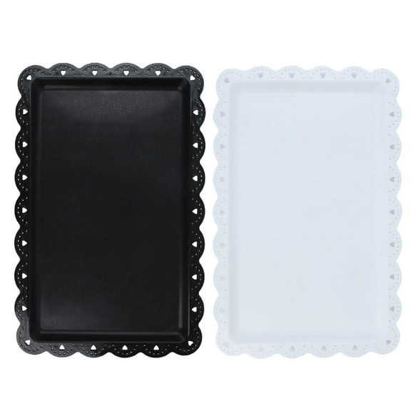 HEMOTON White Cake Plates for Dessert Made of PP Simple and Fashionable with Design 2 Pieces