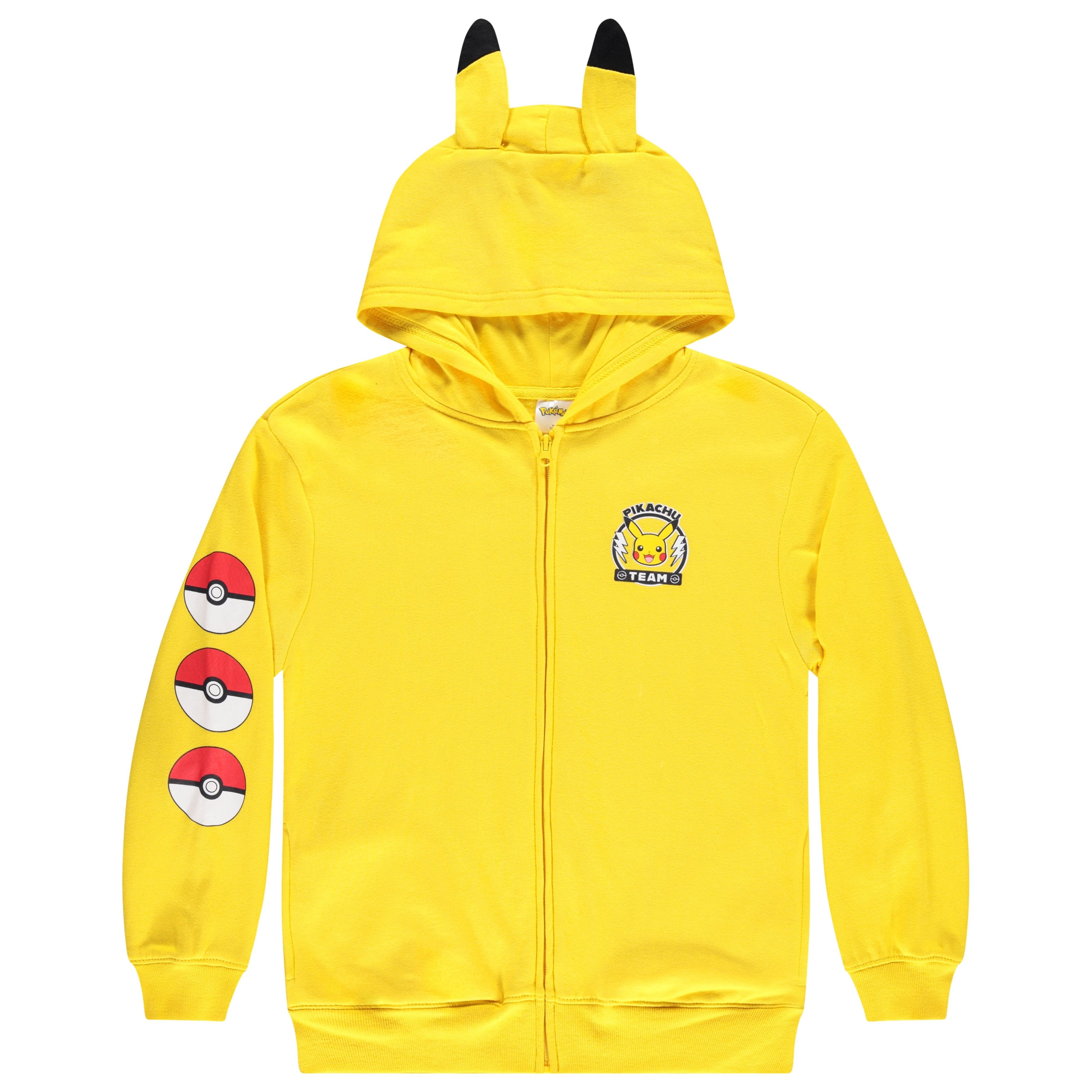 Pokemon Pikachu Costume Hoodie with 3D Ears, Long Sleeve Hooded Sweatshirt, Boys S-XL