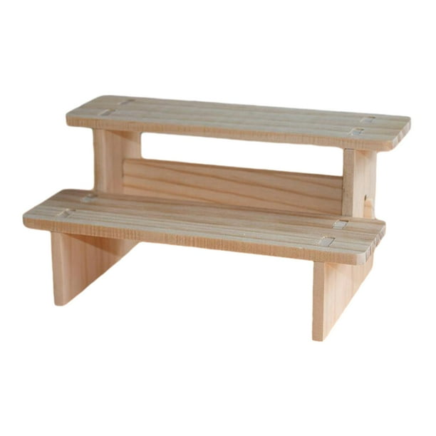 Expositor de madera para joyas, decoración de mesa, expositor sencillo para objetos de colección. 2 capas