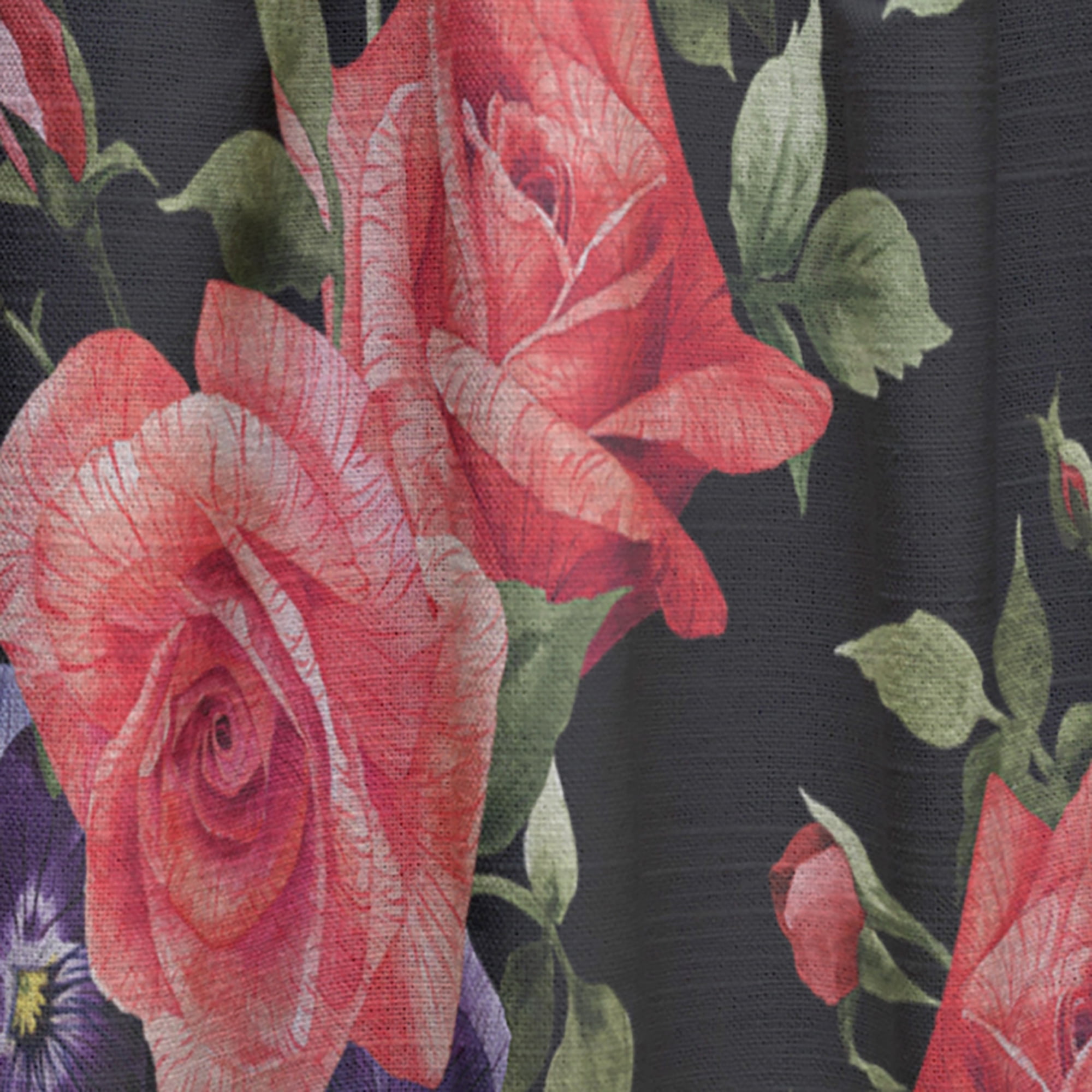 Designart 'Pansy Flowers Red Rose Patterns' Floral Curtain Panel