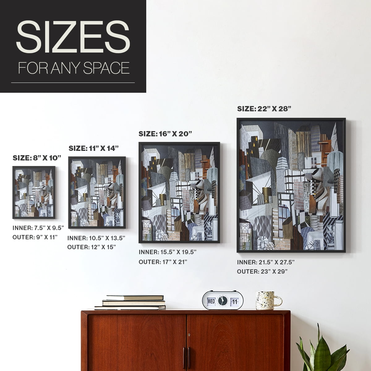 Western Metropolis Framed Print in Black Solid Wood 8 x 10 Framed Print