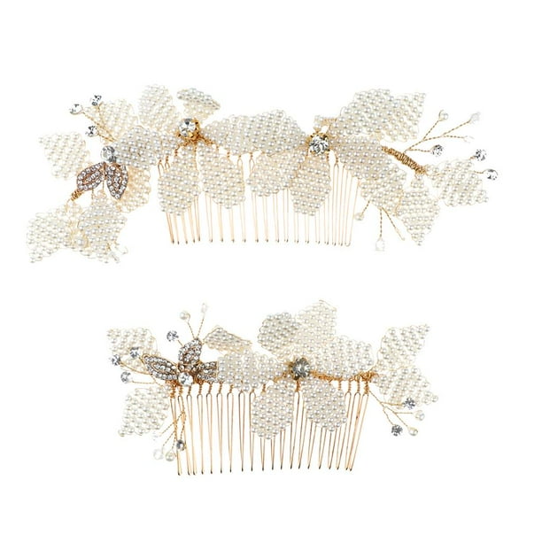 Paquete de 2 peinetas de flores para el cabellero de , boda, perla, clip, diapositiva, diadema, , Yinane Peine nupcial de la boda