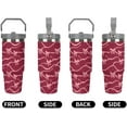 thumbnail image 5 of 30 Oz Insulated Tumblers with Flip Straw Lid Top Handle Striped Bows Pink Leakproof Reusable Vacuum Stainless Steel Travel Coffee Mug for Car, 5 of 6