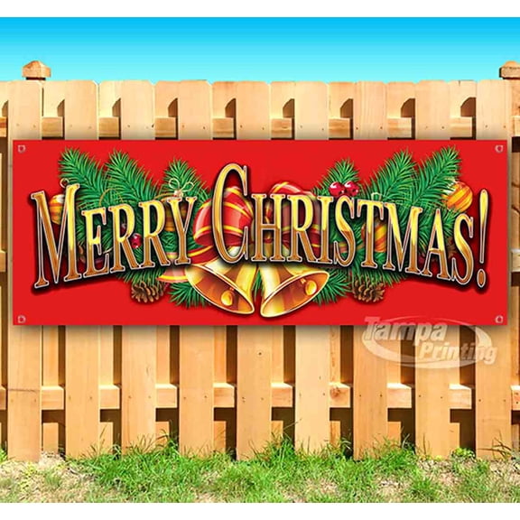 Merry Christmas 4 13 oz Vinyl Banner With Metal Grommets