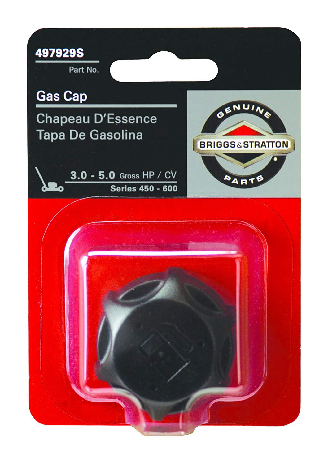 Briggs & Stratton 497929S Fuel Tank Cap For 3.5 and 3.75 HP Classic and Sprint Engines and 4 HP Quattro 450-600 Series Engines