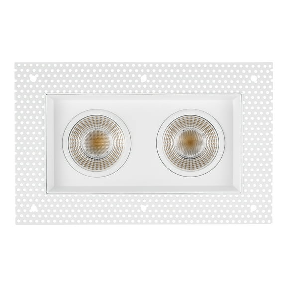 Maxxima 4 in. 2 Head Trimless LED Slim Square Recessed Anti-Glare Gimbal Downlight, White, Canless IC Rated, 2000 Lumens, 5 CCT 2700K-5000K