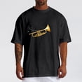 thumbnail image 2 of Rggeeun Men'S T-Shirts Trumpet Pattern Short Sleeve Crew Neck Loose Fit Soft Breathable for Summer Party Classic Tee,Black,L, 2 of 5