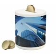 thumbnail image 1 of Urban Piggy Bank, Looking up at Chicago's Skyscrapers in Financial District American City Picture, Ceramic Coin Bank Money Box for Cash Saving, 3.6" X 3.2", Blue Grey, by Ambesonne, 1 of 4