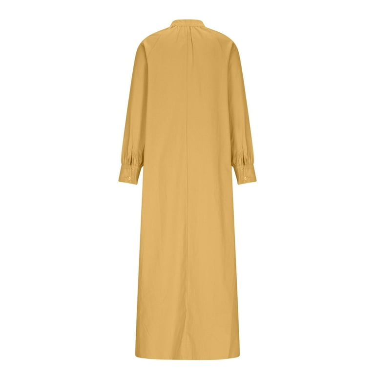Fewfanhot Formal Wedding Guest Dress Long Sleeve Button Up Shirt Dresses  Casual Loose Fit Spring Midi Dress with Pockets - Walmart.com
