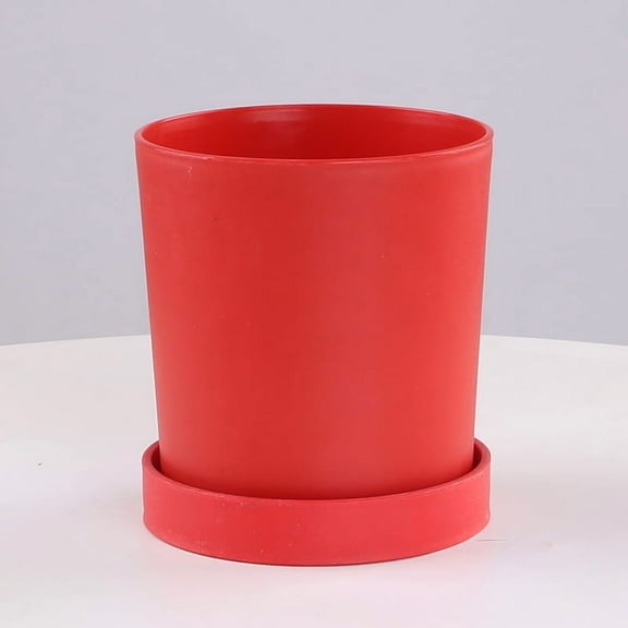 XmhyTop-A 2 Pack Red Flower Pots, 7.7*7.7*9.6cm Small Plant Pots with Drainage, Indoor Plastic Flower Pots for Home Garden