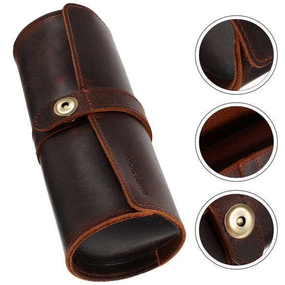 FUTUREORYY Estuche De Cuero Para Con 3 Ranuras Para Viaje Y Almacenamiento Color Café