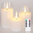 thumbnail image 1 of Flameless Candles Homemory, vidrio transparente, cera blanca, juego de 3, 1 of 7