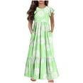 thumbnail image 1 of Yanlir Robe d'Été à Volants pour Filles 4-14 Ans, Robes Trapèze pour Enfants Sans Manches à Col Rond, Robe Soleil pour des Tenues Confortables et Stylées (Vert#4, 8 Ans), 1 of 5