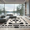 thumbnail image 2 of ODIKA 6'x9' Washable Area Rug Black White Geometric Precision Design Accent Contemporary Symmetry with Bold for Dining Room, Under Table, Office Décor, Non-Slip Chair-Friendly, 2 of 7