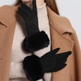 thumbnail image 4 of absanyy Women's Touchscreen Compatible Winter Gloves - Faux Suede with Diamond Quilted & Faux Fur Cuff, One Size Fits All, Black, 4 of 6