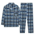 thumbnail image 3 of Fall Pajamas for Men Long Sleeve Collared Button Top And Loose Pants Sleep Pajama Plaid Printed Loungewear Sleepwear 2 Piece Pj with Pockets, 3 of 3