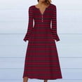 thumbnail image 2 of ameIAEA Women Long Bell Sleeve Dress Button Up V Neck A-Line Printed Long Dress with Pockets, 2 of 5