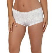 Maidenform® One Fab Fit® Microfiber Boyshort Underwear with Lace 40760 Color: White Ditsy Print Size: 6