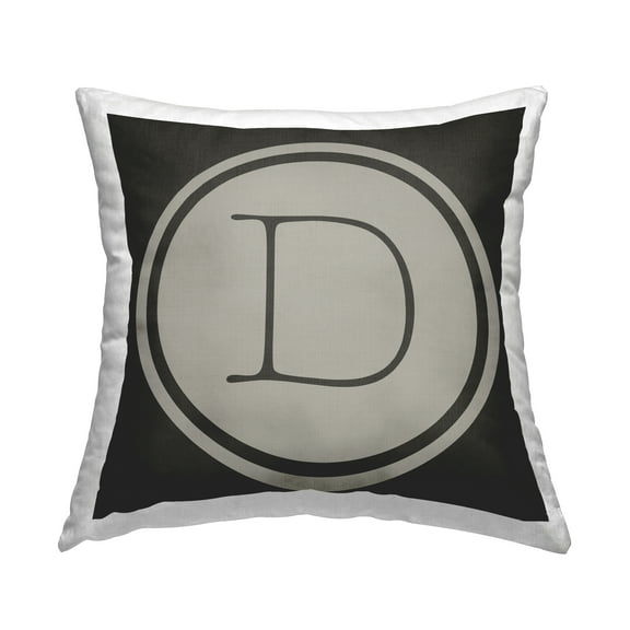 Stupell Industries Modern D Initial Circular Typewriter Key Shape Design by Ziwei Li Throw Pillow
