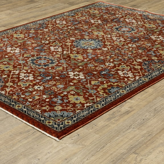 Woven Trends Aberdonian Area Rug 006R1 Traditional Red Floral Oriental 5' 3" X  7' 6" Rectangle