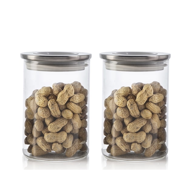 Set de 2 pz frascos hermeticos 950 ml de Vidrio Acero inoxidable OL-203 Baum Brothers