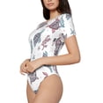 thumbnail image 2 of Haiem Tribal Style Turtle Women's Crew Neck Short Sleeve Bodysuit Tops Stretchy Slim Basic-Small, 2 of 9