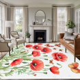 thumbnail image 2 of Spring Poppy Flower Large Area Rugs 8x10 ft Butterfly Green Leaf Washable Rug Non Slip Indoor Carpet Absorbent Floor Mat for Living Room Bedroom Dining Room, 2 of 9