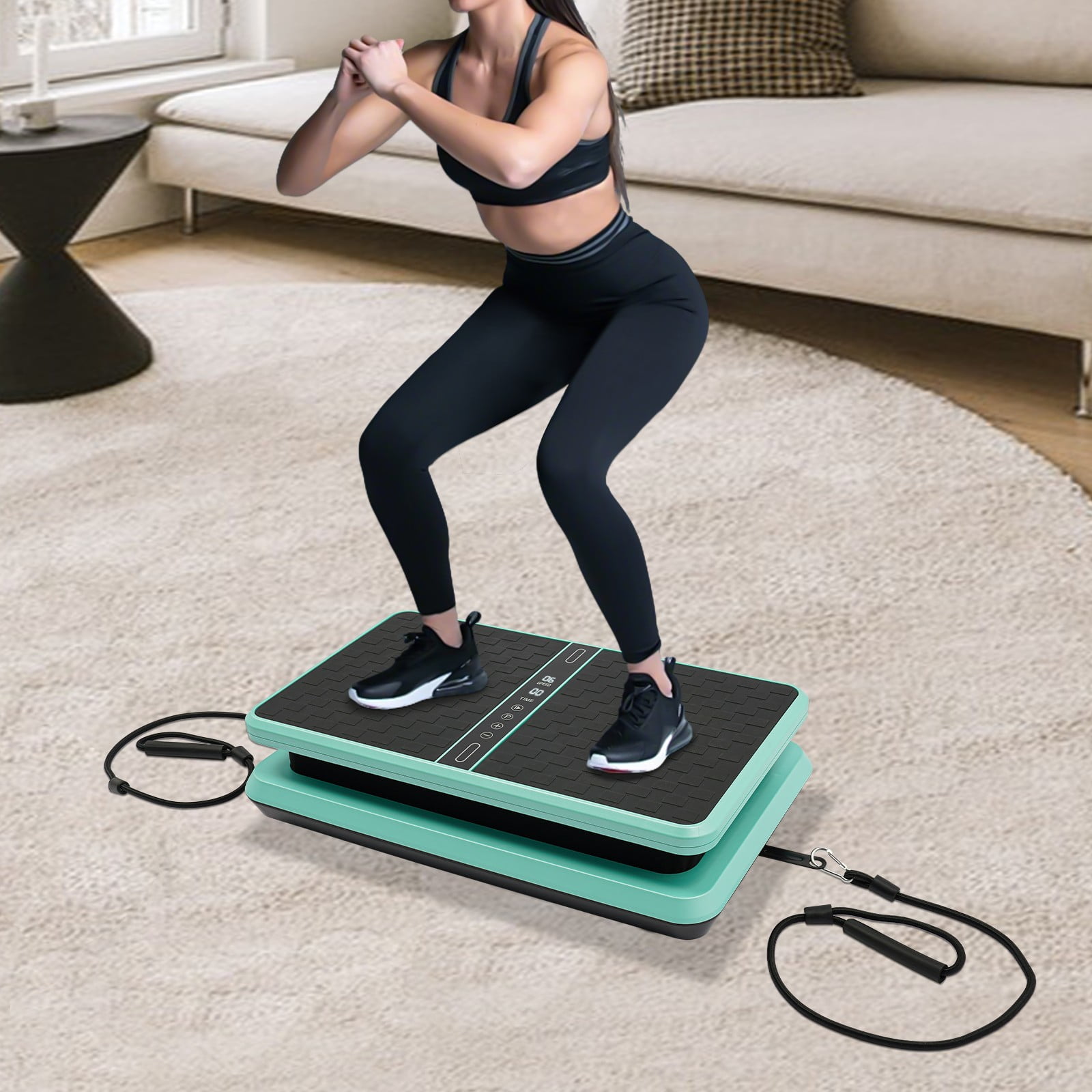 ToppiJoy Vibration Plate Exercise Machine, Remote Whole Body Workout Vibration Platform Loop Bands for Weight Loss, Shaping Green