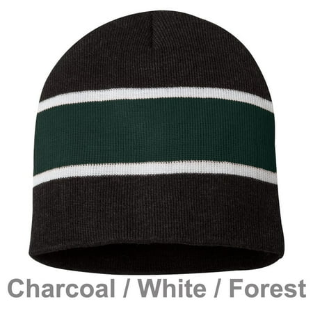 Thrasher Beanie Skate Winter Unisex Knit Warm Rugby Striped Beanie Hat for Outdoor Sport Skiing Snowboard Skating Hiking Camping,Christmas Gifts - Charcoal/ White/ Forest ()
