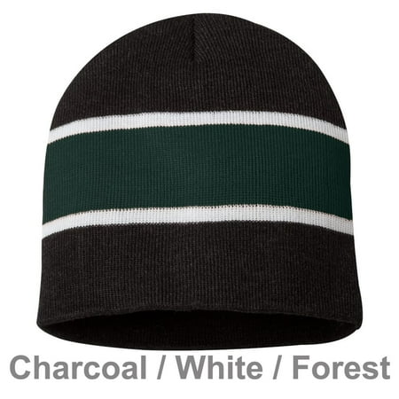 Winter Unisex Knit Warm Rugby Striped Beanie Hat for Outdoor Sport Skiing Snowboard Skating Hiking Camping,Christmas Gifts - Charcoal/ White/