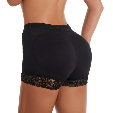 GEWSEY Womens Seamless Butt Lifter Padded Lace Panties Enhancer Underwear (Black  XXL)