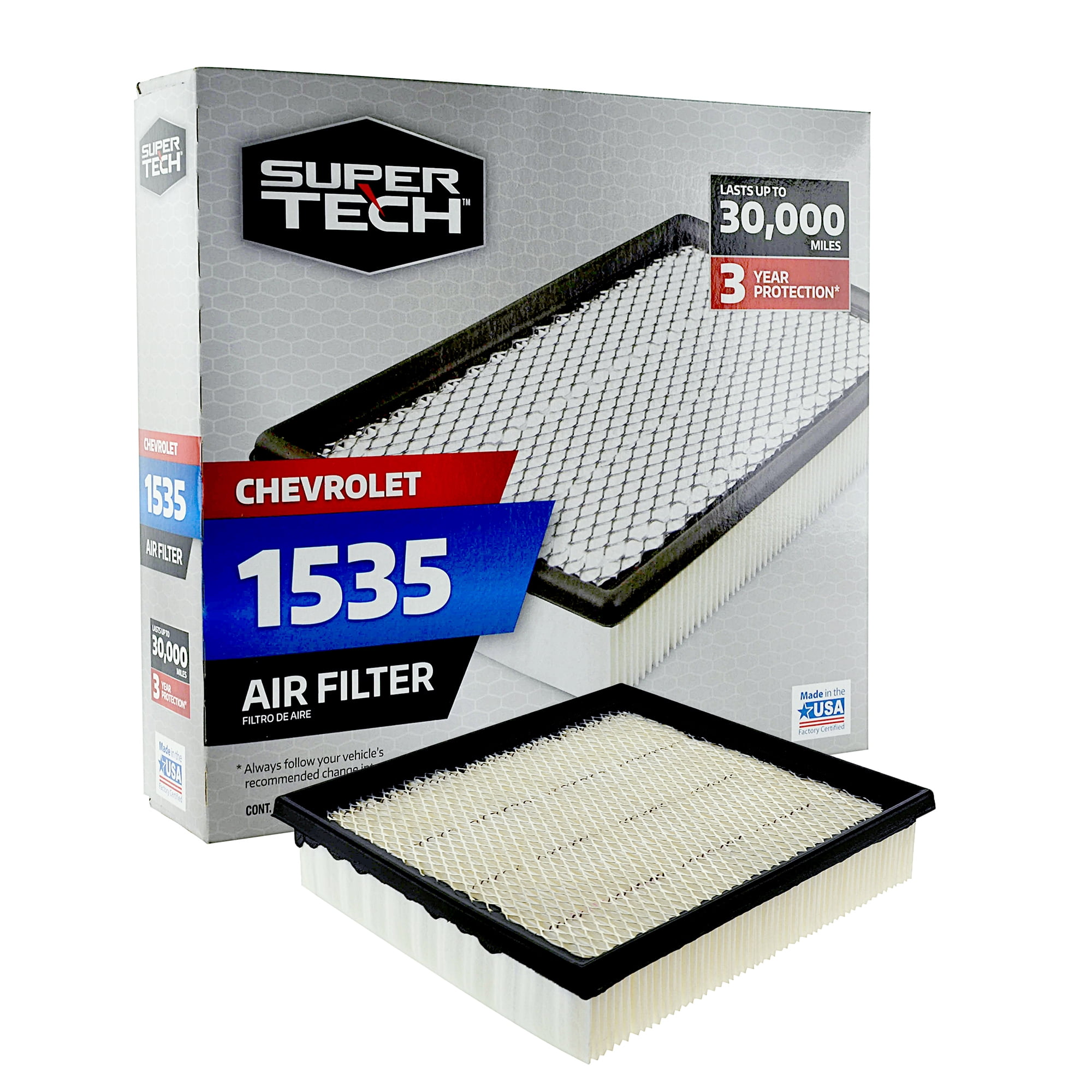 SuperTech 1535 Engine Air Filter, Replacement Filter for GM or Chevrolet