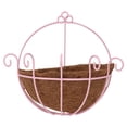 thumbnail image 5 of Raindrops Pink Iron Hanging Flower Basket for Decoration with Coir Liner Safe Durable for Patio Balcony, 5 of 8