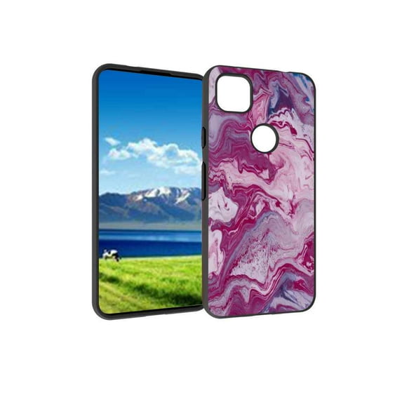 Compatible with Google Pixel 4A 4G Phone Case, Pink-Marble-4 Case Men Women, Flexible Silicone Shockproof Case for Google Pixel 4A 4G