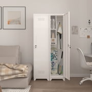 Marcree 65 H Mop Closet Cabinet,Slim Pantry Cabinet with Single Door,Utility Storage Cabinet,Bathroom Cabinet with 3 Adjustable Shelves,White