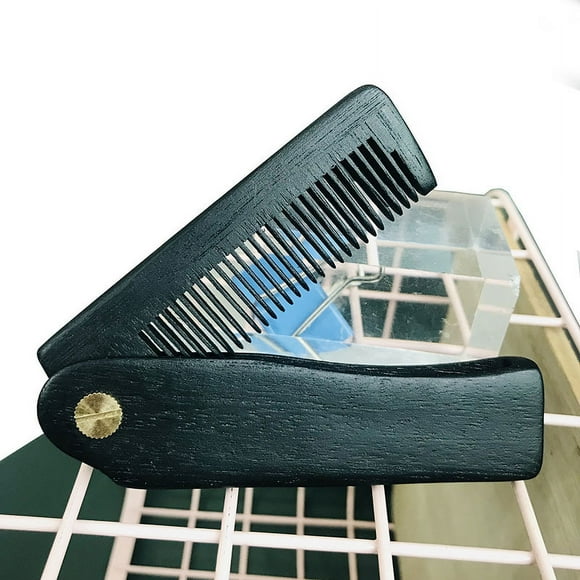 Peine plegable de sándalo portátil con peine de madera natural antiestático para peluquería, peine para barba para hombres