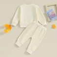 thumbnail image 5 of Girls' Fashion Girl Set Autumn Toddler Baby Girl Fall Outfits Letter Embroidery Long Sleeve Sweatshirt + Sweatpants Set Spring Clothes, 5 of 6