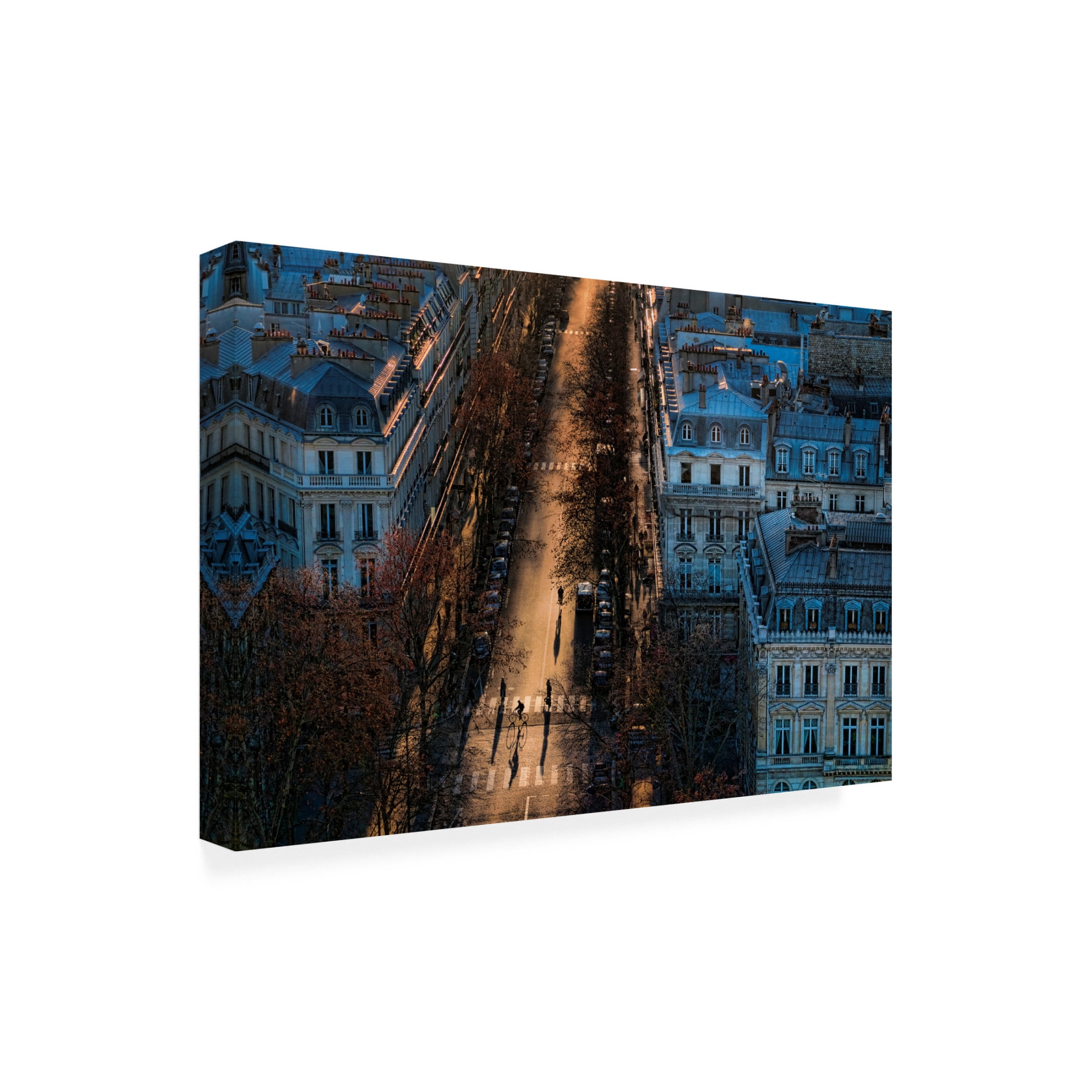 Canvas Wall Art - Gerald Bloch '2 Cyclists + 2 Pedestrians' Wall Art for Living Room, Bedroom, or Office D?cor by Trademark Fine Art - 47 x 30 Inches