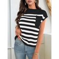 thumbnail image 3 of Women'S Crew Neck Top Thick Needle Casual Striped Sweater Black XL, 3 of 5