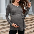 thumbnail image 3 of breaise Women's Wrap V-Neck Maternity Shirts Long Sleeve Pregnancy Tops Casual Ribbed Knit Pregnant Tops Slim Fitted Blouse Casual Mama Clothes, 3 of 7