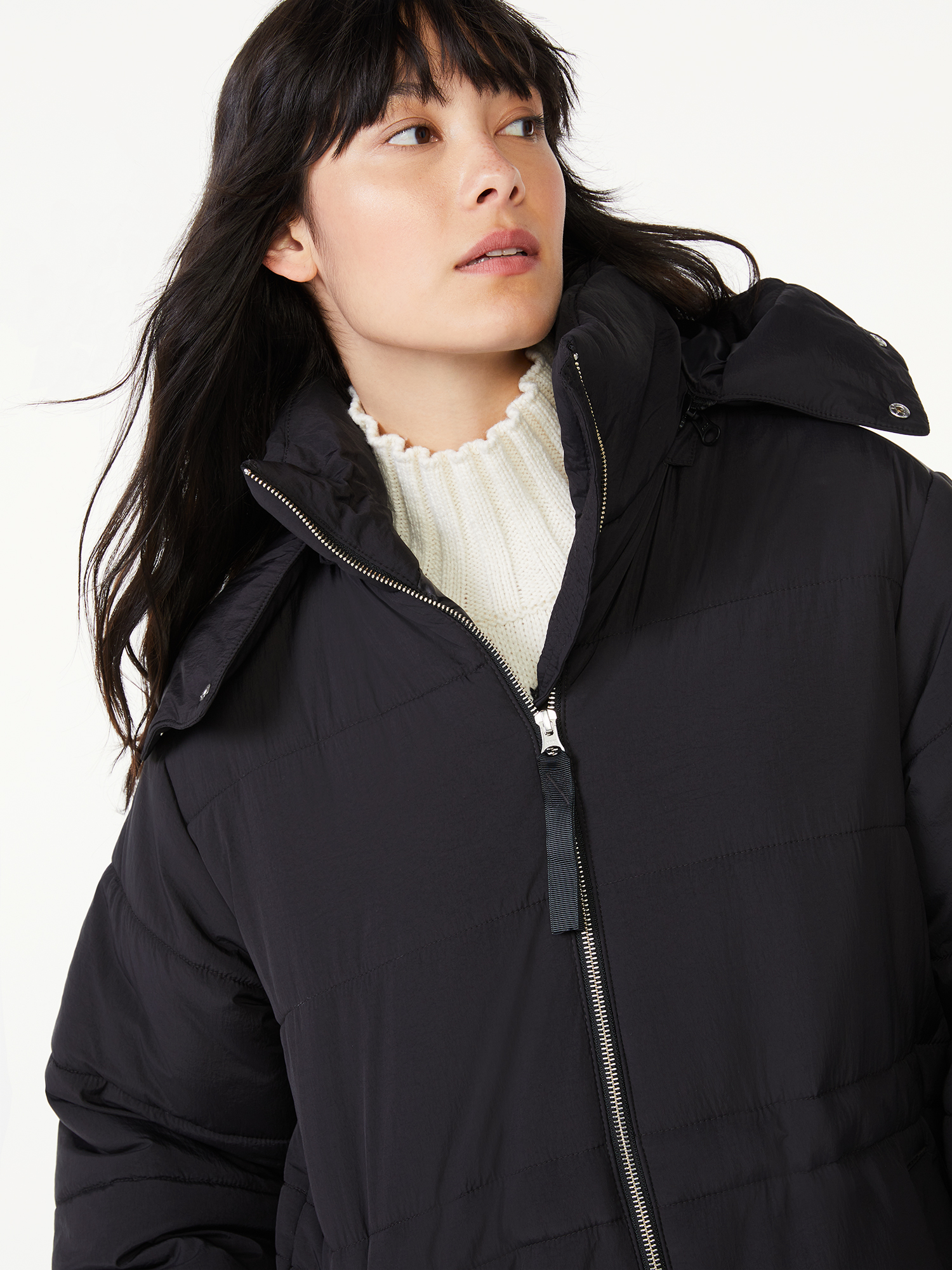 Free Assembly Women's Long Puffer Jacket, Midweight - image 4 of 5