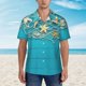 thumbnail image 2 of Fotbe Seashells And Fishing Net On Blue Wooden Table Camisa Hawaiana para Hombre Unisex – Camisa Casual de Verano con Botones de Manga Corta de Algodón y Lino,Small, 2 of 7