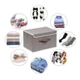 thumbnail image 3 of Topboutique Foldable Storage Bins Cubes Boxes with Lid - Storage Box Cube Cubby Basket Closet Organizer Pack of 4 with Leather Handles linen storage box for Closet Bedroom, 6.3"x7.9"x10.3", Gray, 3 of 8